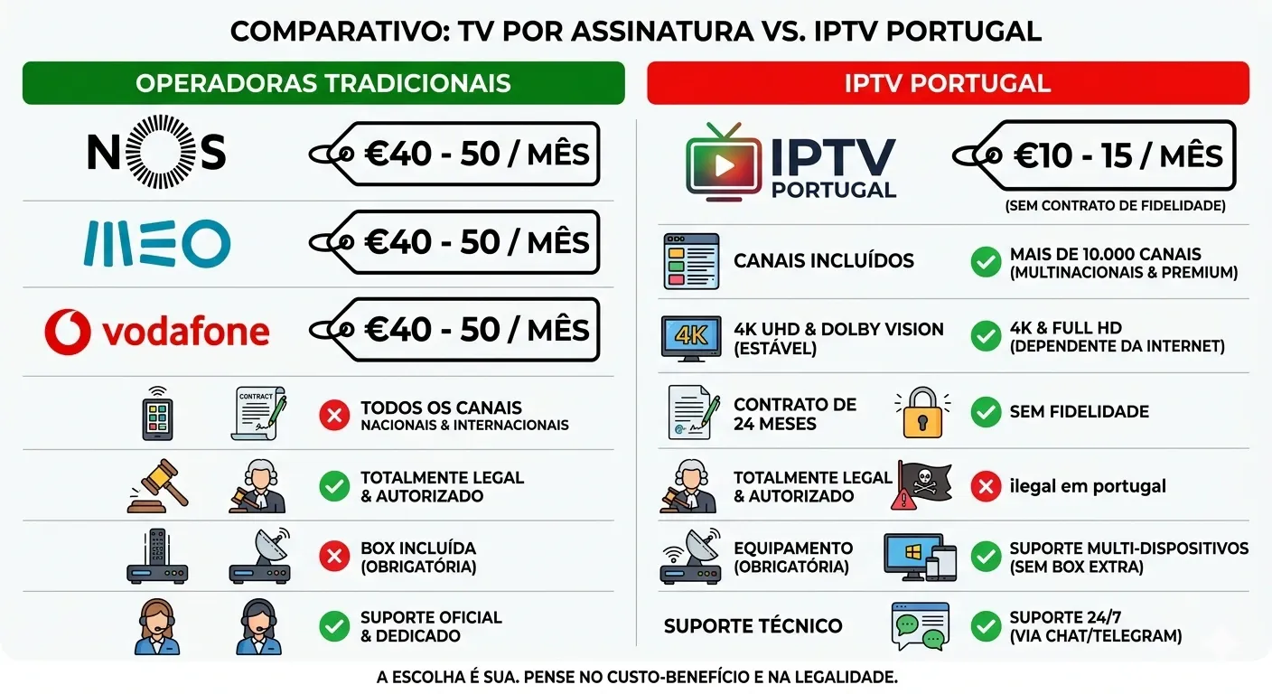 Canais disponíveis no IPTV Portugal — SportTV, RTP, SIC, TVI e internacionais em HD e 4K