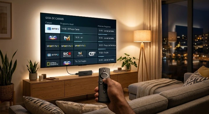 IPTV Portugal em 2026: o que é, quanto custa, como se compara ao NOS e MEO e como substituir a TV por cabo por menos de €20/mês. Guia completo e atualizado.
