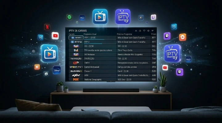IPTV Smart Player: comparação completa das melhores apps em 2026 — Smarters Pro, TiviMate, XCIPTV, IBO Player e GSE. Descobre qual instalar no teu dispositivo.